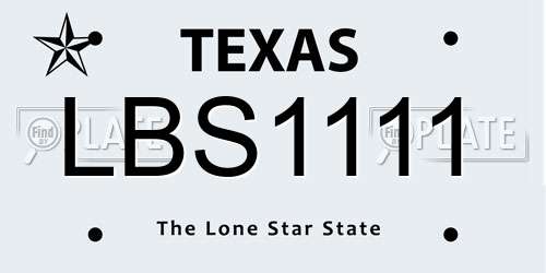 LBS1111 Texas License Plate