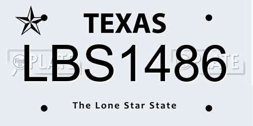 LBS1486 Texas License Plate