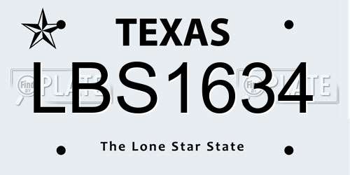 LBS1634 Texas License Plate