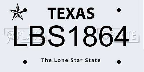 LBS1864 Texas License Plate