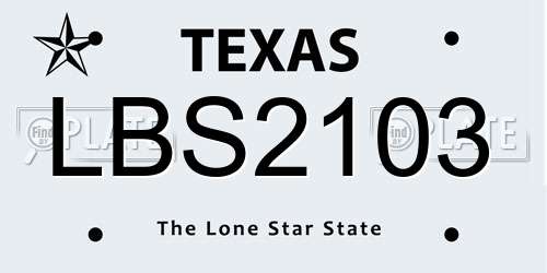 LBS2103 Texas License Plate