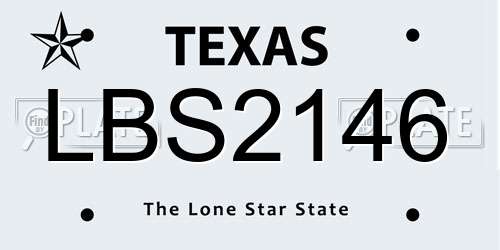 LBS2146 Texas License Plate
