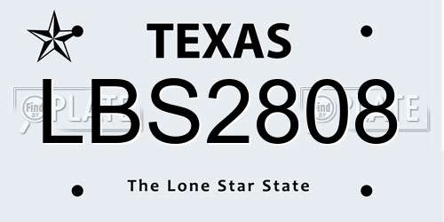 LBS2808 Texas License Plate