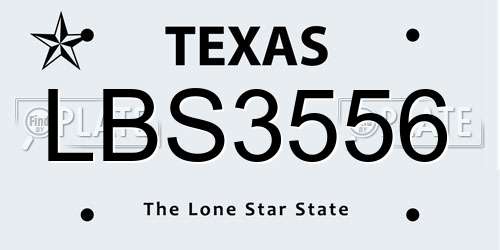 LBS3556 Texas License Plate
