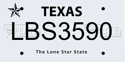 LBS3590 Texas License Plate