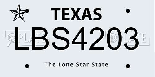 LBS4203 Texas License Plate