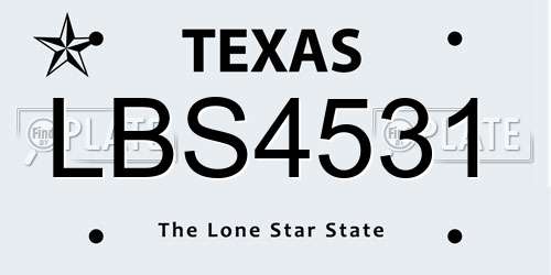 LBS4531 Texas License Plate