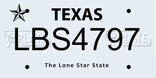 LBS4797 Texas License Plate