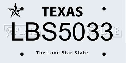 LBS5033 Texas License Plate
