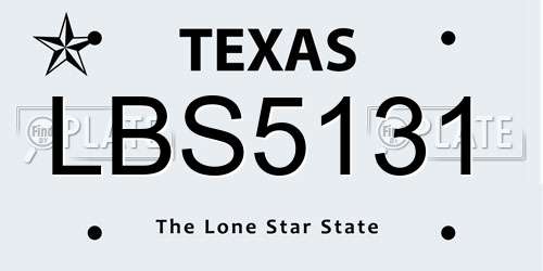 LBS5131 Texas License Plate