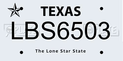 LBS6503 Texas License Plate