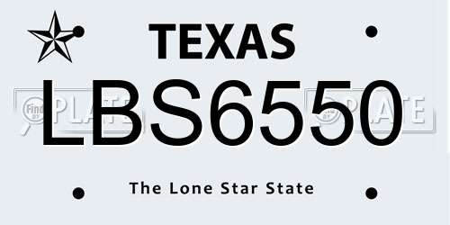 LBS6550 Texas License Plate