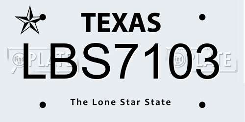 LBS7103 Texas License Plate