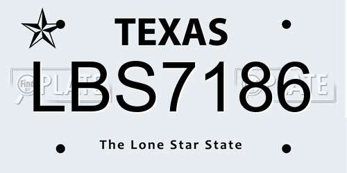 LBS7186 Texas License Plate
