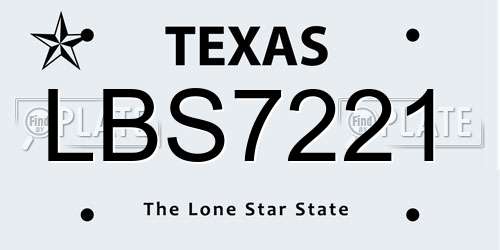 LBS7221 Texas License Plate
