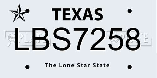 LBS7258 Texas License Plate