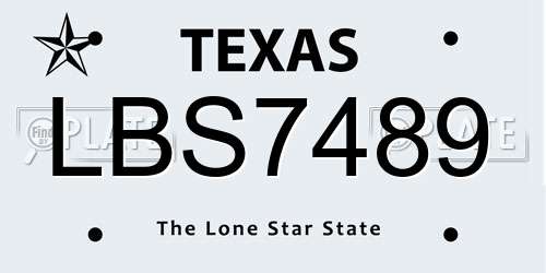 LBS7489 Texas License Plate
