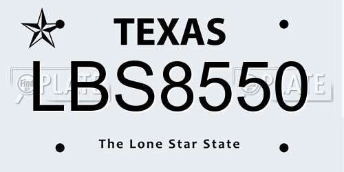 LBS8550 Texas License Plate