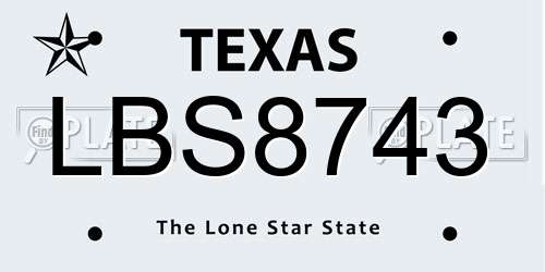 LBS8743 Texas License Plate