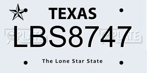 LBS8747 Texas License Plate