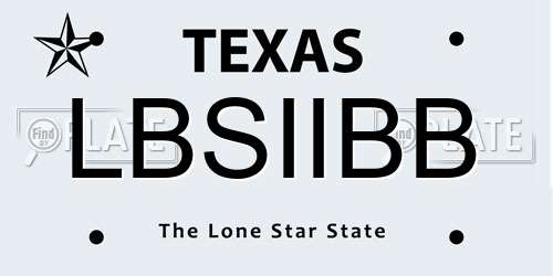 LBSIIBB Texas License Plate