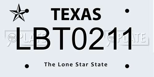 LBT0211 Texas License Plate