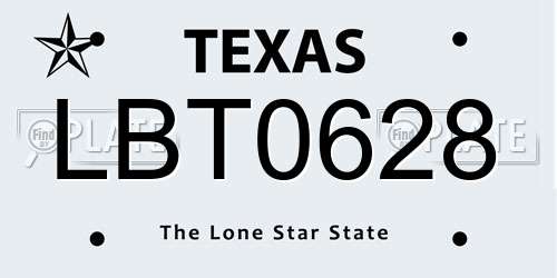 LBT0628 Texas License Plate