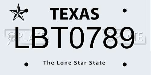 LBT0789 Texas License Plate