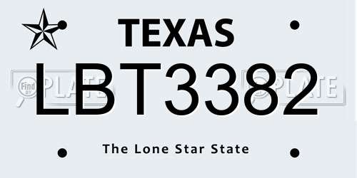 LBT3382 Texas License Plate