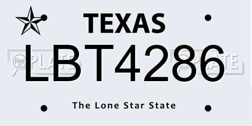 LBT4286 Texas License Plate
