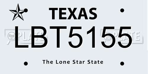 LBT5155 Texas License Plate