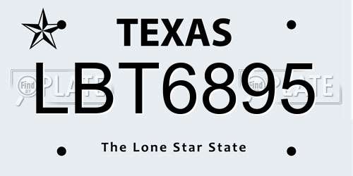 LBT6895 Texas License Plate
