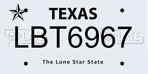 LBT6967 Texas License Plate