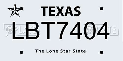 LBT7404 Texas License Plate