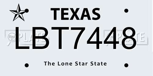 LBT7448 Texas License Plate