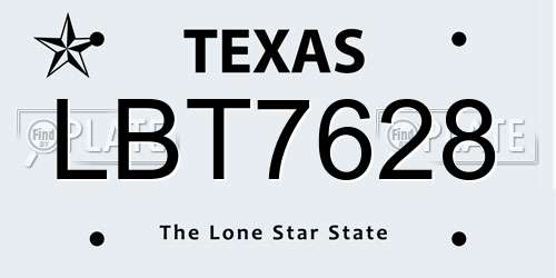 LBT7628 Texas License Plate