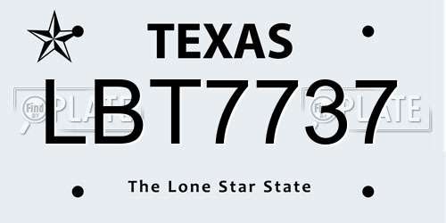 LBT7737 Texas License Plate