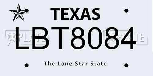 LBT8084 Texas License Plate