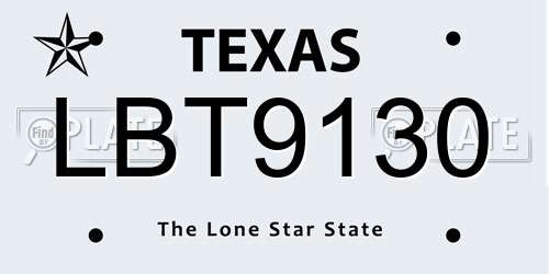 LBT9130 Texas License Plate