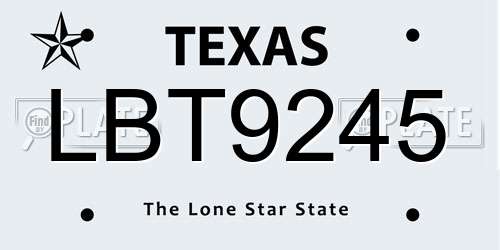 LBT9245 Texas License Plate
