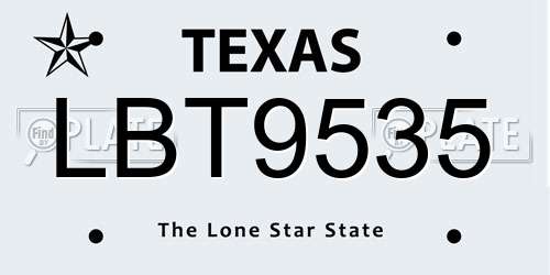 LBT9535 Texas License Plate