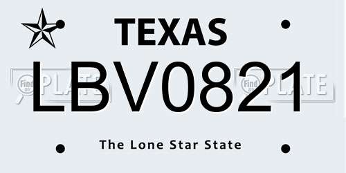 LBV0821 Texas License Plate