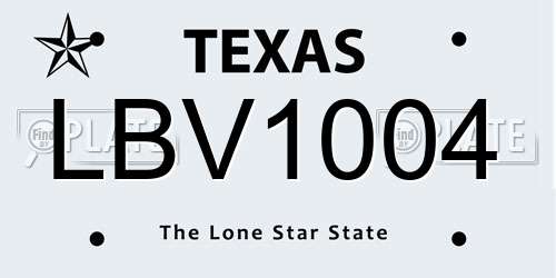 LBV1004 Texas License Plate