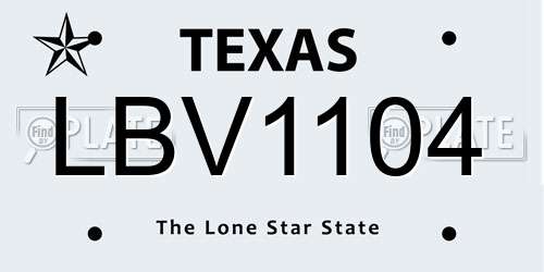 LBV1104 Texas License Plate