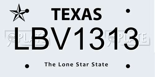 LBV1313 Texas License Plate