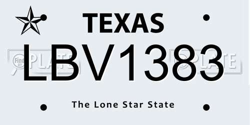 LBV1383 Texas License Plate