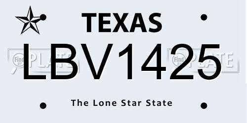 LBV1425 Texas License Plate