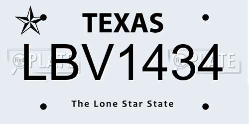 LBV1434 Texas License Plate