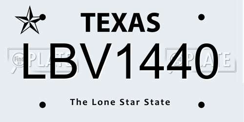 LBV1440 Texas License Plate