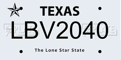 LBV2040 Texas License Plate